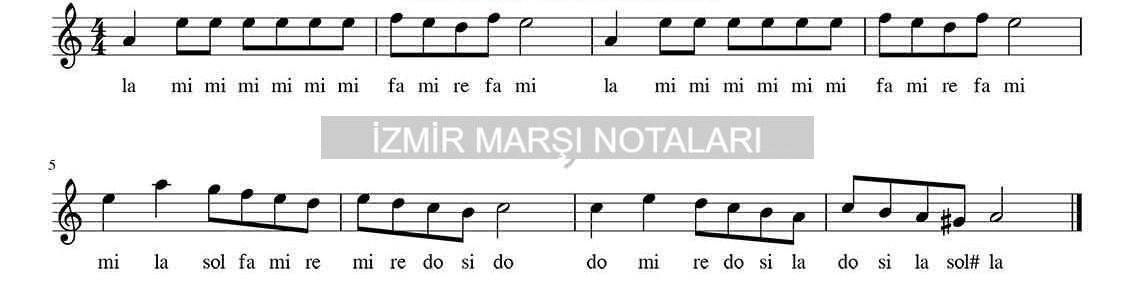 izmir marşı notaları