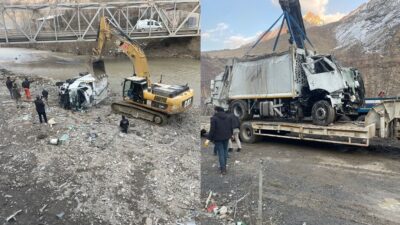 Hakkari'de çöp kamyonunun uçuruma yuvarlanması sonucu ağır yaralanan 3 kişi