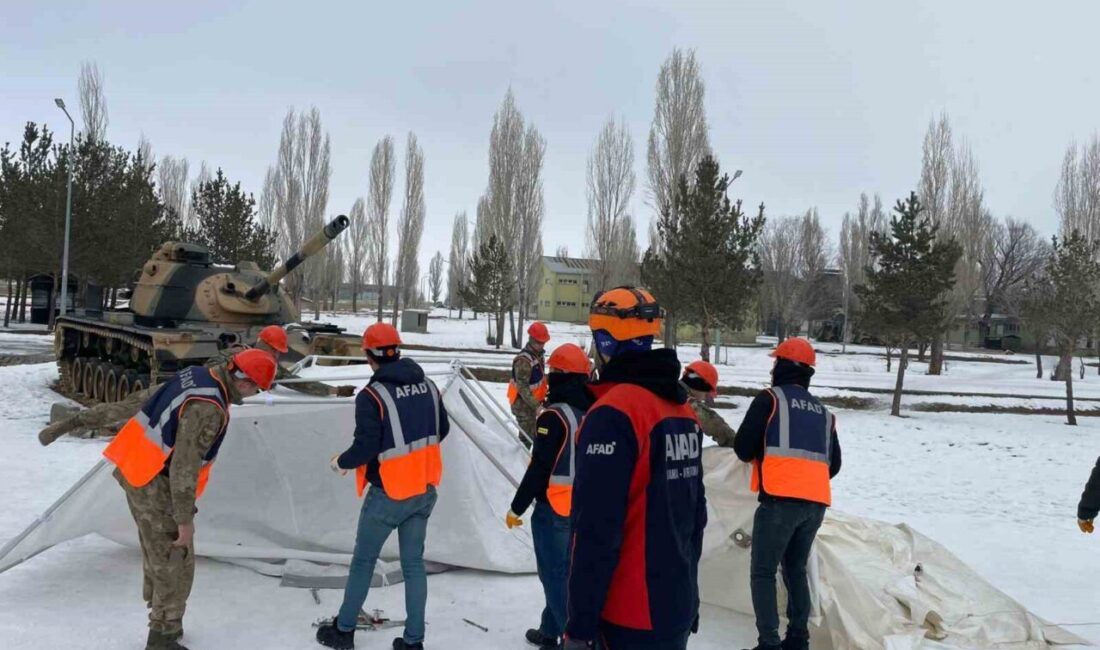 Ağrı AFAD, 12. Mekanize Piyade Tugay Komutanlığı personeline çadır kurma