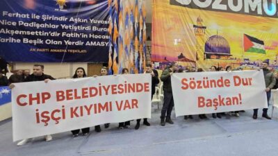 CHP'li Amasya Belediyesi'nin işten çıkardığı işçiler, AK Parti İl Kongresi'nde