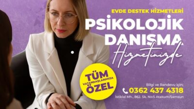 Samsun'un Atakum Belediyesi, vatandaşlara ücretsiz psikolojik danışmanlık hizmeti sunuyor. Evde