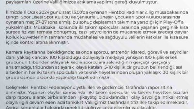 Bingöl Valiliği, kadın hentbolcuların darp edildiği haberleriyle ilgili kapsamlı bir