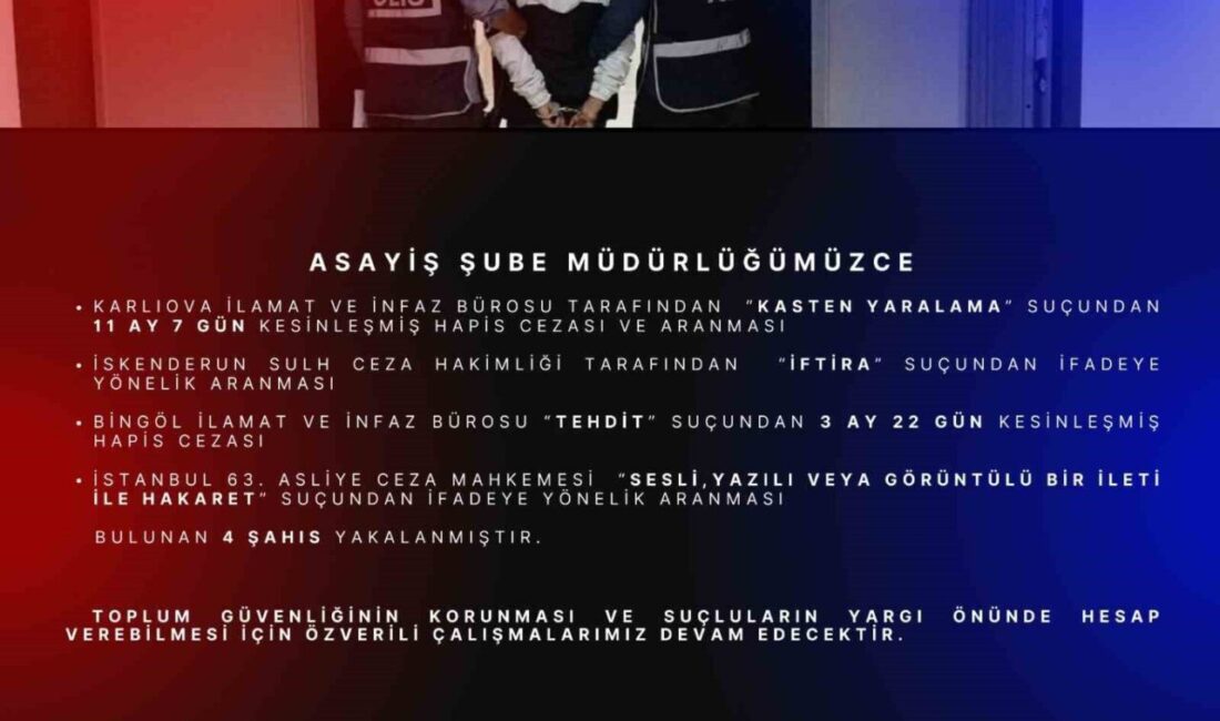 Bingöl'de polis operasyonu sonucu "Kasten Yaralama", "İftira", "Tehdit" ve "Hakaret"