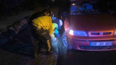 Düzce'den Akçakoca'ya giden sürücü, lastiğinin patlaması sonucu yolda kaldı. Jandarma