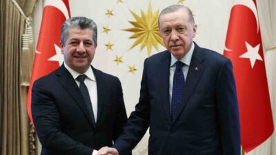 Cumhurbaşkanı Erdoğan, IKBY Başbakanı Barzani ile Cumhurbaşkanlığı Külliyesi'nde buluştu. Görüşme