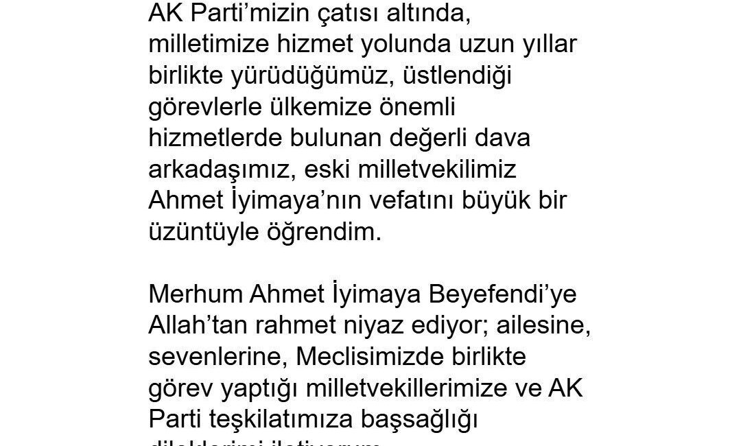 Cumhurbaşkanı Erdoğan’dan Ahmet İyimaya’nın vefatı üzerine taziye mesajı Cumhurbaşkanı Recep Tayyip Erdoğan