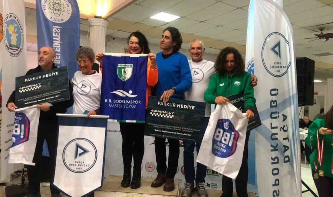 Datça Açık Kış Yüzme Maratonu'nda dereceye girenler ödüllerini törenle aldı.