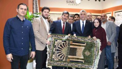 Bakan Bolat, FUARDA GAHİB Başkanı Kaplan'dan Emeviye Camisi halıları projesi