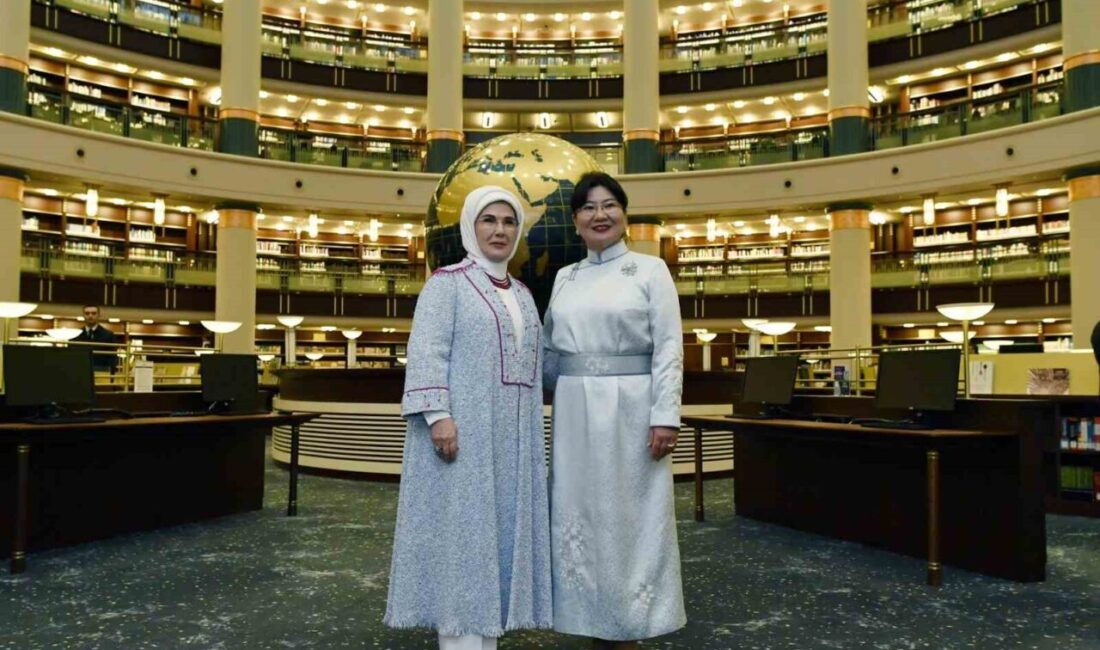 Emine Erdoğan, Moğolistan Cumhurbaşkanı'nın eşiyle Ankara'da bulunan Millet Kütüphanesi'ni ziyaret