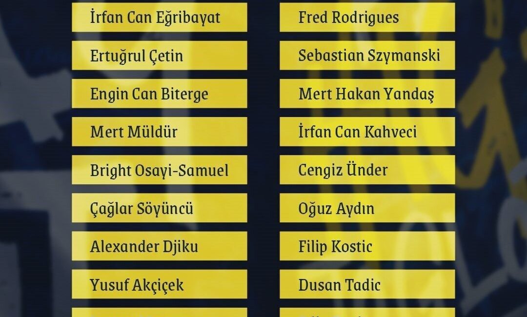 Fenerbahçe, Adana Demirspor maçı için 22 kişilik kadroyu belirledi. Jayden