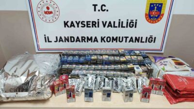 Kayseri'de jandarma ekipleri tarafından yapılan operasyonda kaçak çay ve tütün