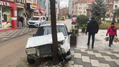Bolu'da köpeğe çarpmamak için yapılan manevra sonucu otomobil ağaca çarptı.