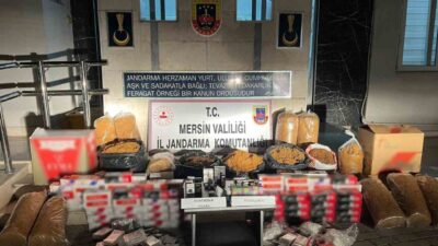 Mersin'in Silifke ilçesinde jandarma operasyonu sonucu kaçak sigara ticareti yapan