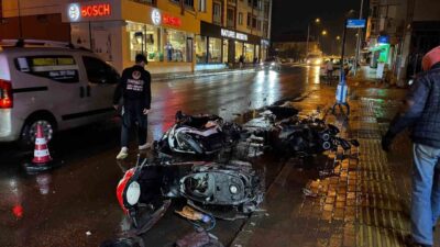 Tekirdağ’ın Muratlı ilçesinde park halindeki 3 motosiklete çarpan araç sürücüsü