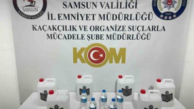 Samsun'da polis operasyonunda kaçak etil alkol ve sahte içki ele