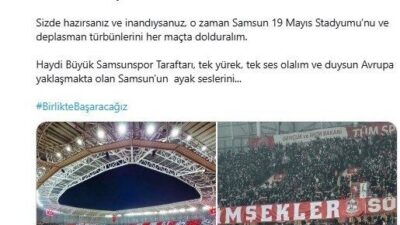 Samsunspor Başkanı Yüksel Yıldırım, taraftarlarına Avrupa hayaliyle seslendi. Takımın başarısından