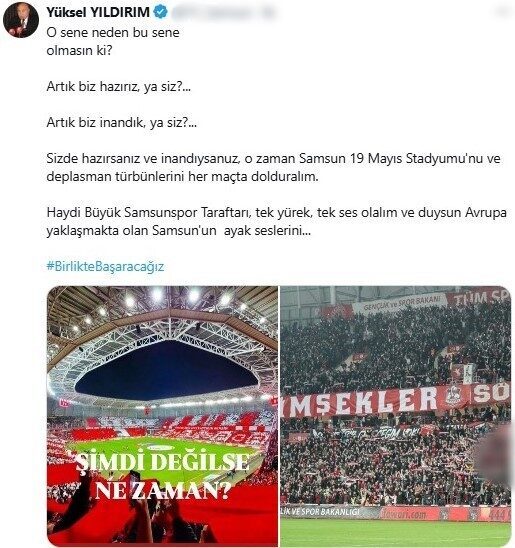 Samsunspor Başkanı Yıldırım, Avrupa ateşinin fitilini yaktı Samsunspor Başkanı Yüksel Yıldırım,