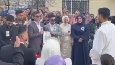 Boyabat'ta düğünde damada sıra dışı bir gösteri: Arkadaşları tarafından cenaze