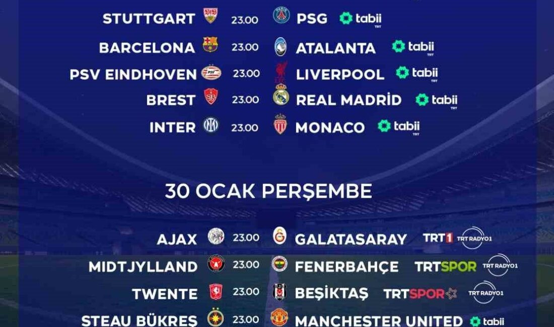 TRT, UEFA Şampiyonlar ve Avrupa Ligi karşılaşmalarını canlı yayınla futbolseverlere