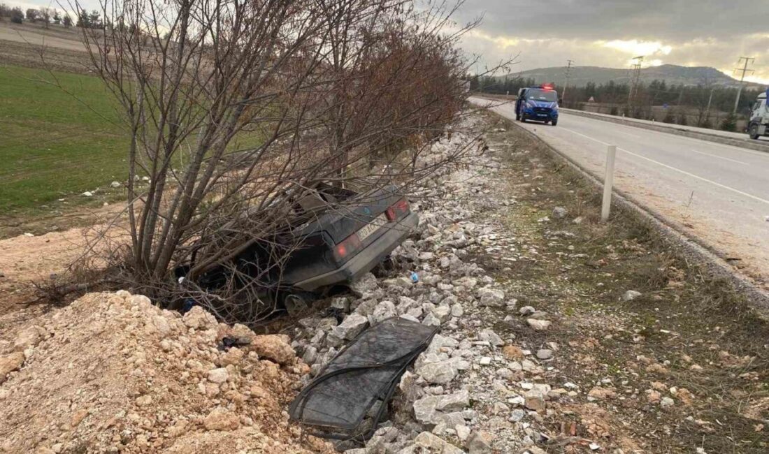 Yoldan çıkan otomobil şarampole uçtu Çal ilçesinde yaşanan trafik