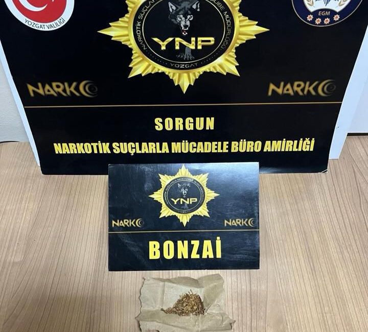 Yozgat’ın Sorgun ilçesinde Narkotik Suçlarla Mücadele Şube Müdürlüğü ekiplerince yapılan