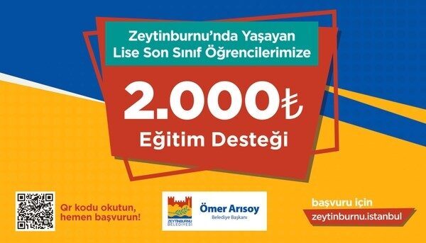 Zeytinburnu Belediyesi’nden lise öğrencilerine 2 bin TL eğitim desteği Zeytinburnu Belediyesi, ilçede ikamet