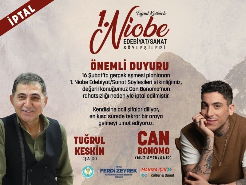 Manisa Büyükşehir Belediyesi'nin düzenlemeyi planladığı 1. Niobe Edebiyat Sanat Söyleşileri,