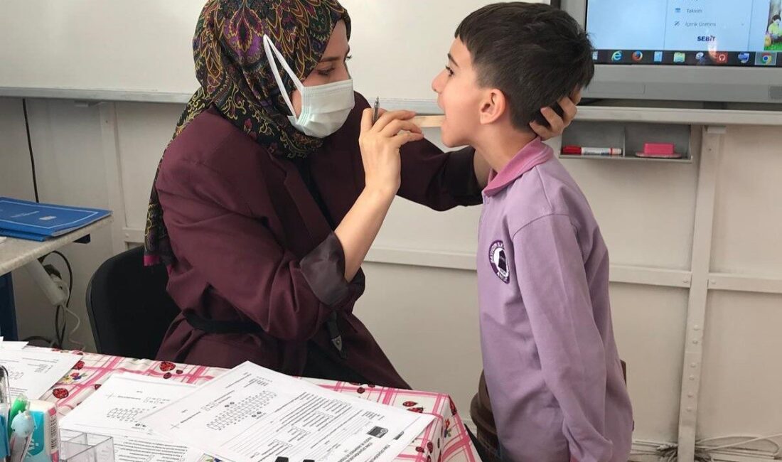 Ahlat'ta Bayındır İlköğretim Okulu'nda 2. sınıf öğrencilerine diş taraması yapılıp