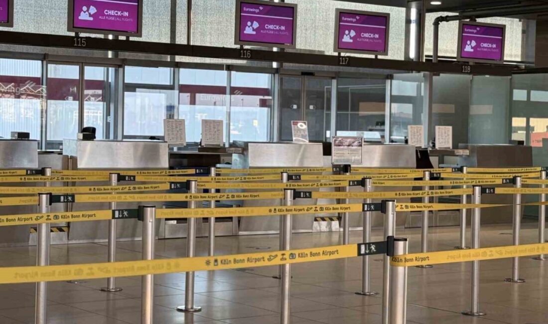 Almanya'da Düsseldorf Uluslararası Havalimanı ve Köln Bonn Havalimanı'nda Ver.di sendikasının