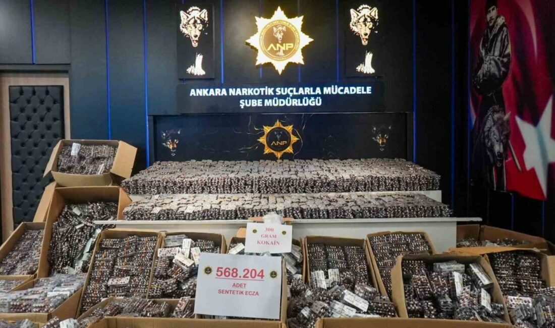 Ankara'nın Kahramankazan ilçesinde yapılan 'Narkogüç' operasyonunda 568 bin 204 adet