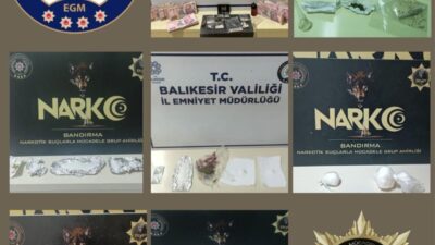 Bandırma'da Narkotik Suçlarla Mücadele ekiplerince düzenlenen operasyonda 10 şüpheli uyuşturucu