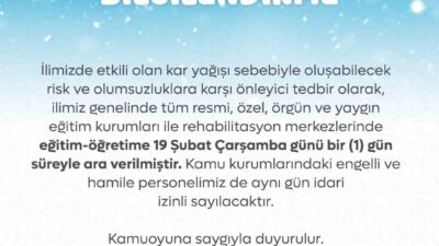 Tokat'ta kar yağışı sebebiyle eğitime 1 gün ara verildi. Tokat