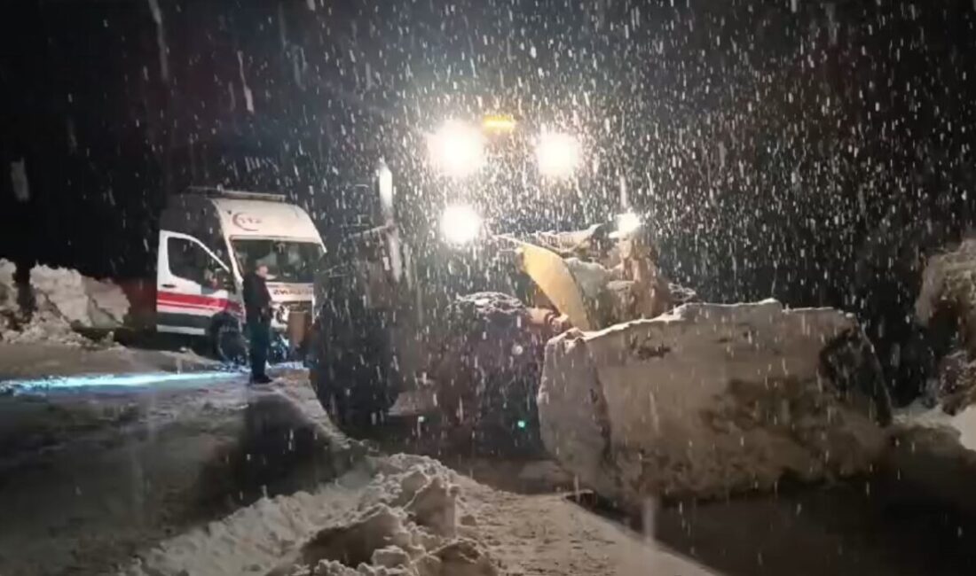 Hakkari'nin Yüksekova ilçesinde yoğun kar yağışı nedeniyle kapalı yolun açılmasıyla