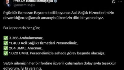 Sağlık Bakanı Kemal Memişoğlu, Bayram tatili boyunca kapsamlı sağlık önlemleri