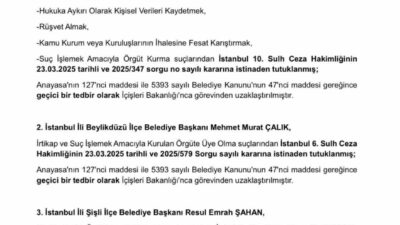 İstanbul'da Ekrem İmamoğlu ve Mehmet Murat Çalık görevden uzaklaştırıldı, yerlerine