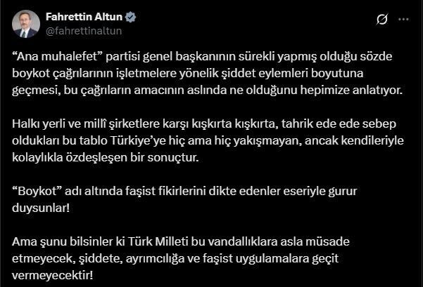 İletişim Başkanı Fahrettin Altun, Türk milletinin şiddeti ve ayrımcılığı kabul