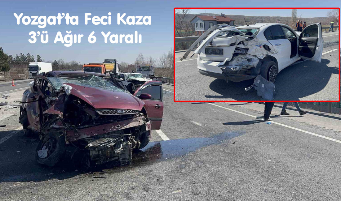 Yozgat’ın İnceçayır mevkiinde meydana gelen trafik kazasında iki otomobil kafa