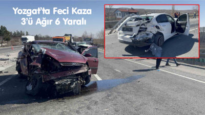 Yozgat’ın İnceçayır mevkiinde meydana gelen trafik kazasında iki otomobil kafa