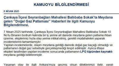 Ankara'da Çankaya ilçesindeki patlama, itfaiye incelemesi sonucunda LPG tüpünden kaynaklandığı