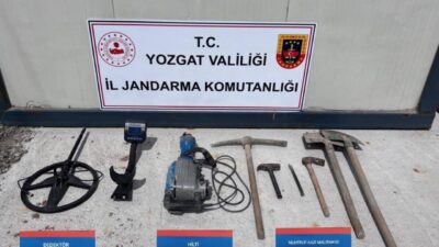 Yozgat'ın Sorgun ilçesinde kaçak kazı yapan V.K., E.U., R.T. ve