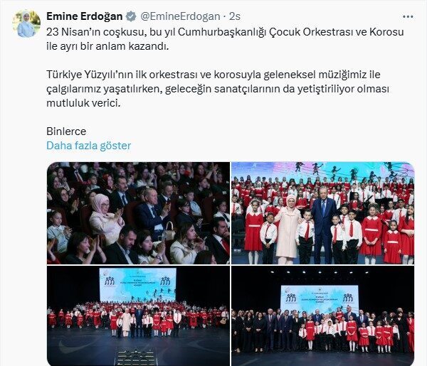 Emine Erdoğan, Türkiye Yüzyılı’nın ilk orkestrası ve korosu olan Cumhurbaşkanlığı