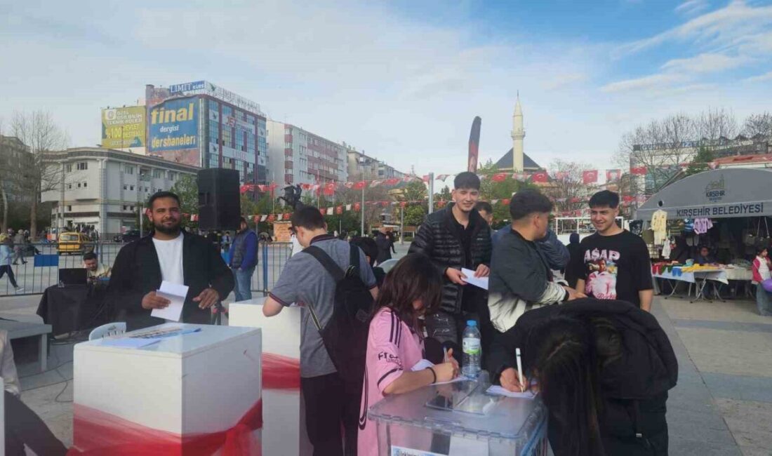 Geleceğe dair dileklerini 5 yıl sonra açılmak üzere yazdılar Gençler, Kırşehir'de Cacabey Meydanı'ndaki