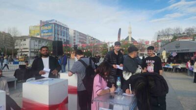 Gençler, Kırşehir'de Cacabey Meydanı'ndaki stantta 'Dilek Kutusu'na beş yıl sonra