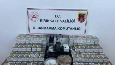 Kırıkkale'de jandarma operasyonunda Y.E.D.'nin evinde kaçak tütün ve bandrolsüz makaronlar