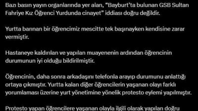 KYK, Bayburt'taki kız öğrenci yurdunda cinayet iddialarını yalanladı. Yurtta yaşanan