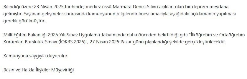 MEB, 27 Nisan'da yapılacak İOKBS 2025 sınavının ertelenmeyeceğini duyurdu. Açıklama,