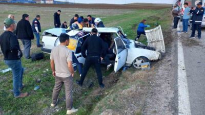 Çorum'un Alaca ilçesinde Tofaş-Fiat marka otomobilin takla atması sonucu meydana