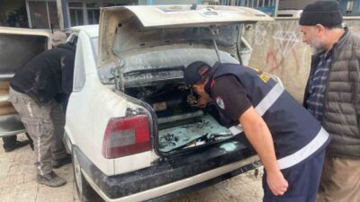 Sungurlu ilçesindeki bir sanayi sitesinde park halindeki araçta çıkan yangın,