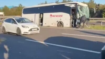 Ankara dönüşü bariyerlere çarpan Menekşe Tur otobüsünde 4 öğrenci yaralandı.