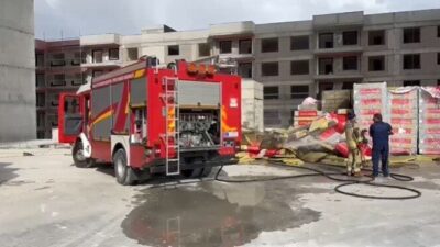 Etimesgut'un Bağlıca Mahallesi'nde inşaat halindeki binada çıkan yangın itfaiye ekipleri